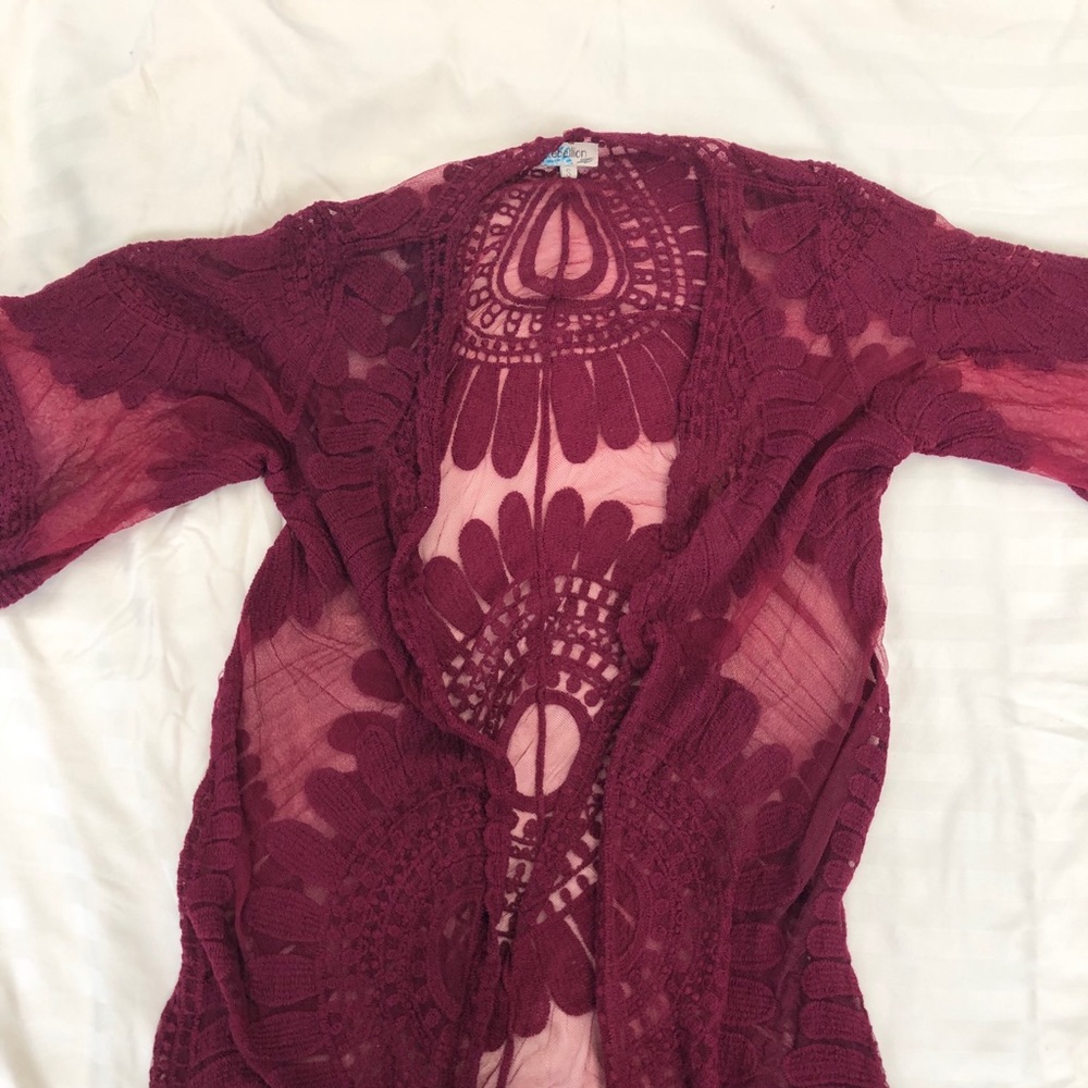 Burgundy Bohemian kimono duster